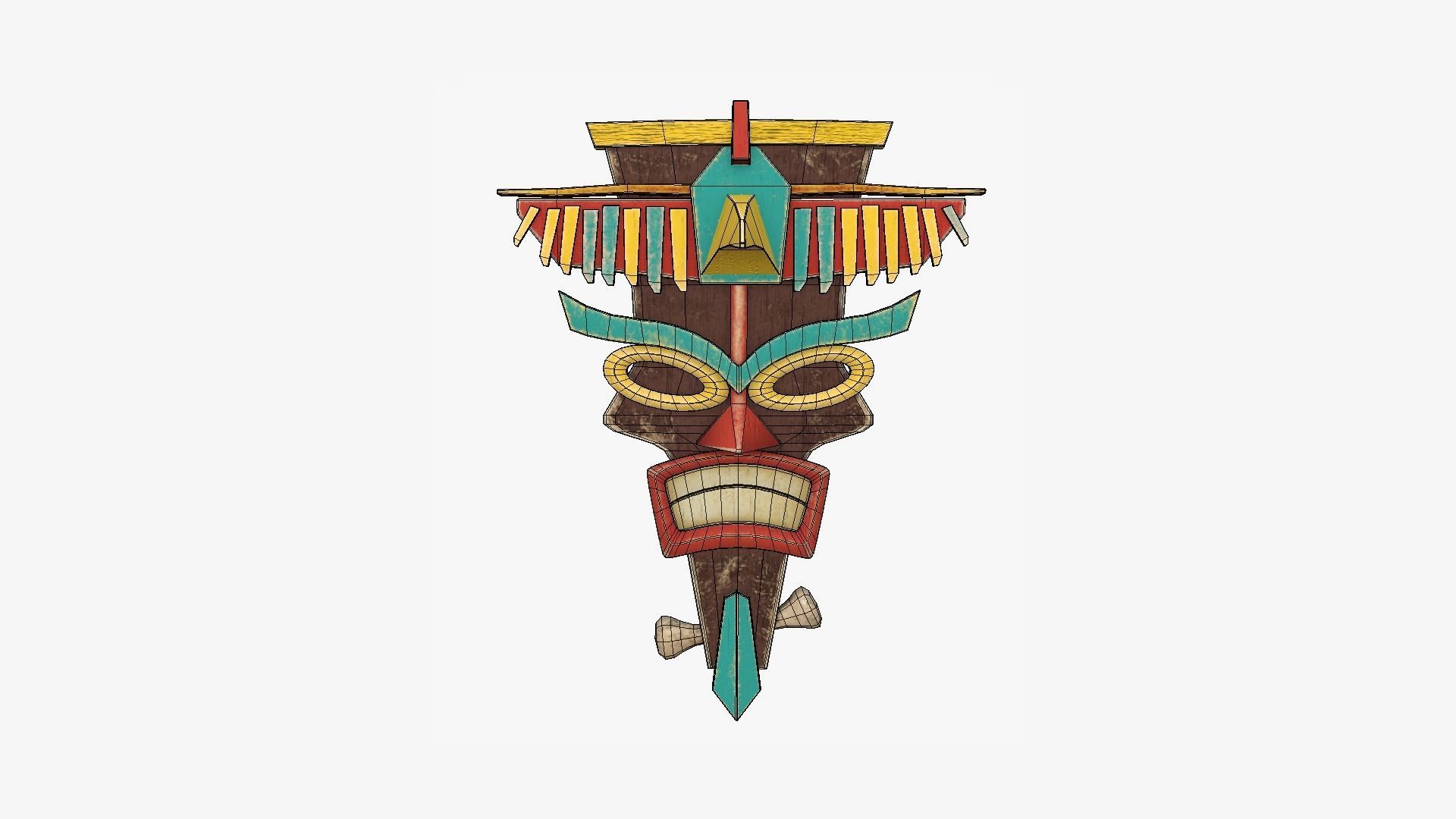 Tribal Mask C01 Colored - Costume Character Design Low-poly 3D model_6