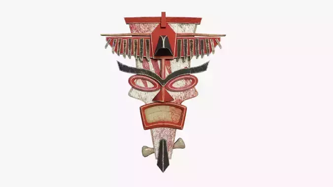 Tribal Mask C02 White Bloody - Costume Character Design Low-poly 3D model