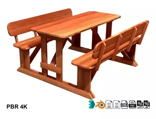 Picnic Bench 5 Low-poly 3D model