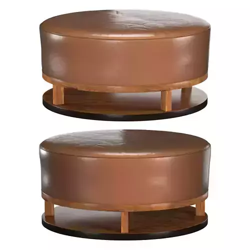 Large Art Deco Leather Walnut Ottoman