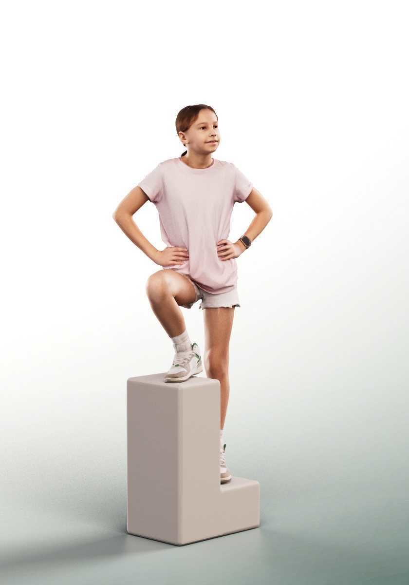 Maggie 14450 -  Girl Climbing A High Step Low-poly 3D model_2
