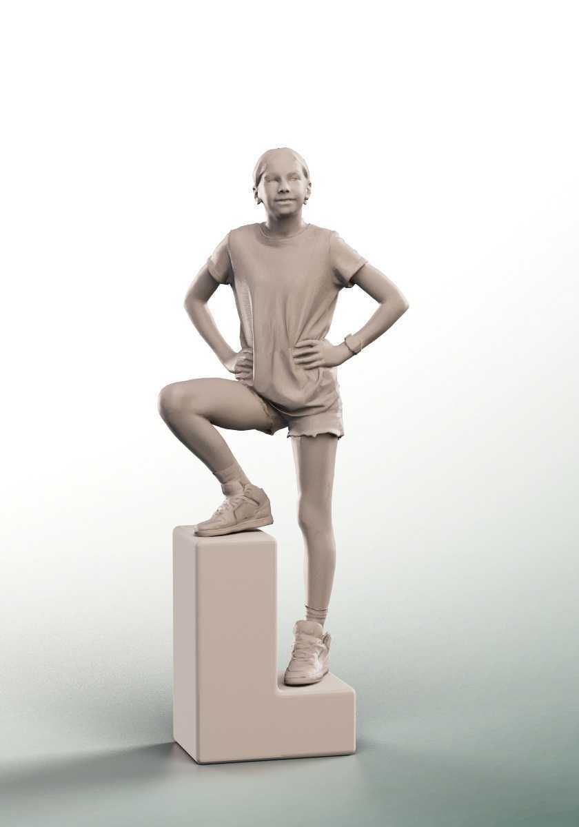 Maggie 14450 -  Girl Climbing A High Step Low-poly 3D model_3