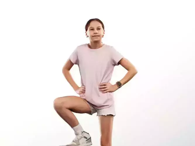 Maggie 14450 -  Girl Climbing A High Step