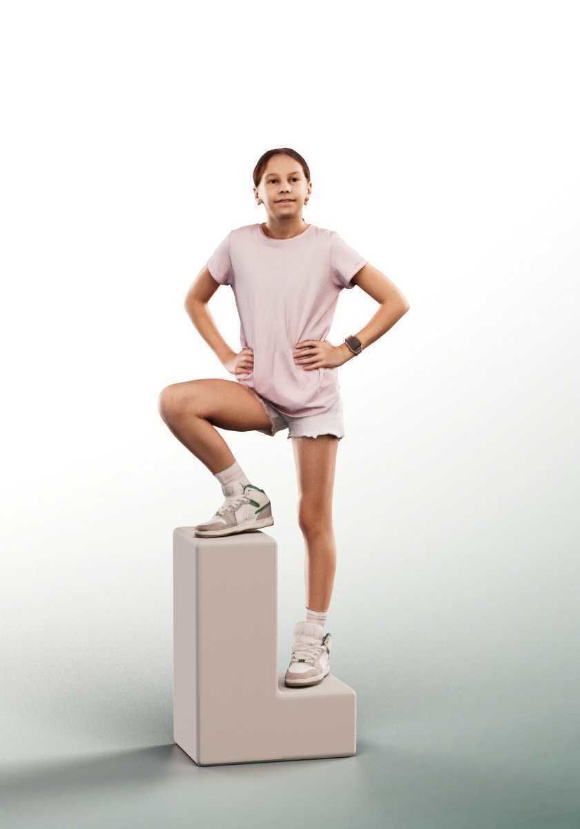 Maggie 14450 -  Girl Climbing A High Step Low-poly 3D model_1
