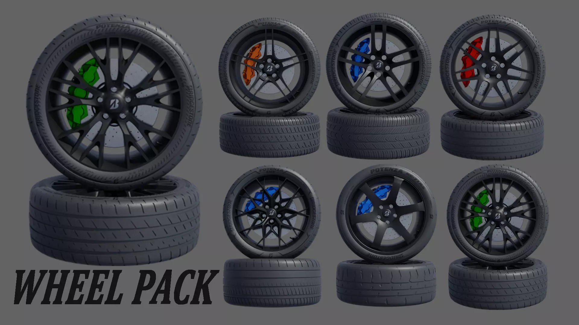 Bridgestone Potenza Wheel Pack 3D Model Collection_0