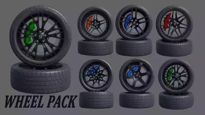 Bridgestone Potenza Wheel Pack 3D Model Collection