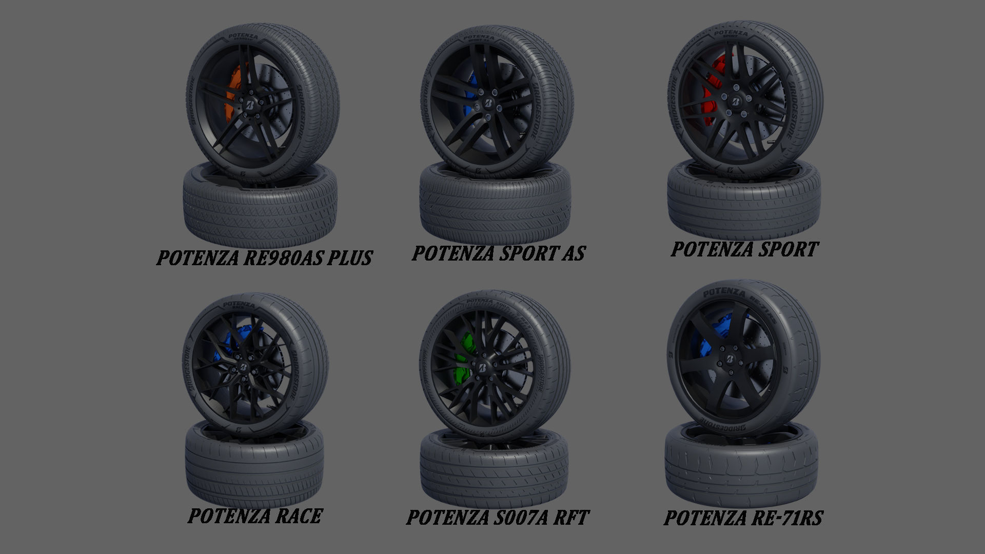 Bridgestone Potenza Wheel Pack 3D Model Collection_2