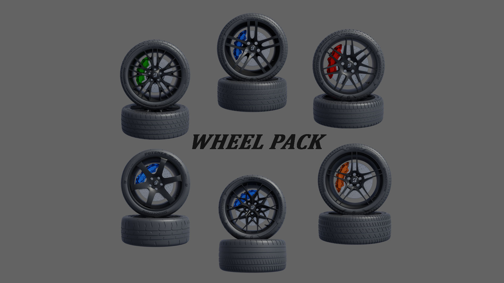 Bridgestone Potenza Wheel Pack 3D Model Collection_3
