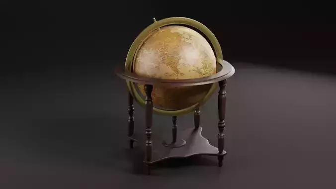 Vintage Floor Globe Low-poly 3D model