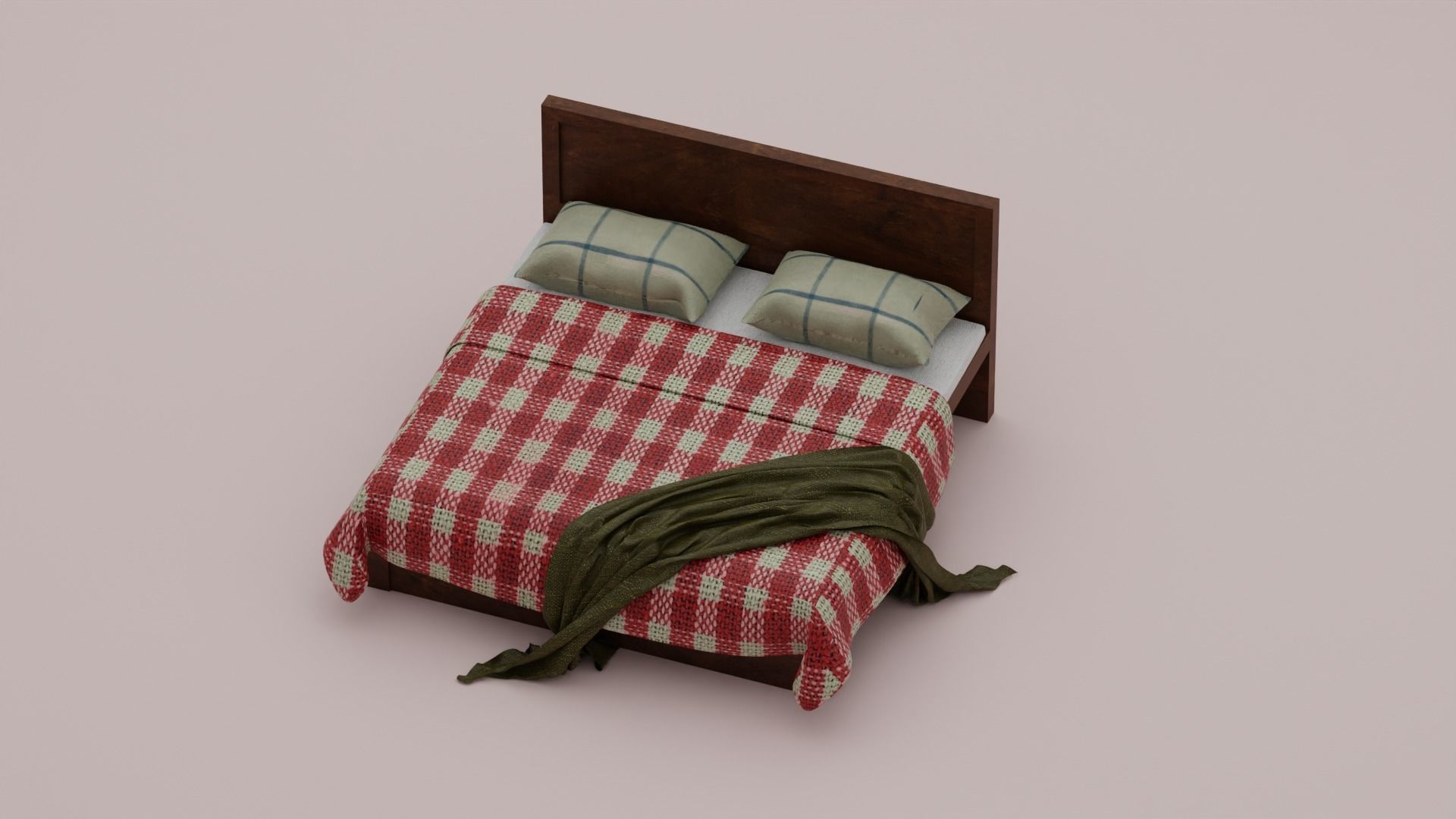 Bed with Blanket  3D model_1