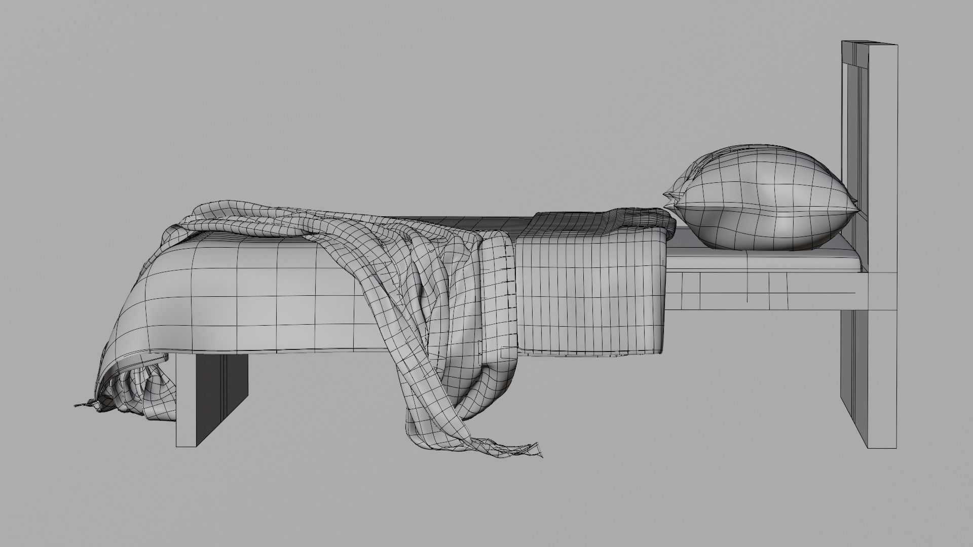 Bed with Blanket  3D model_17