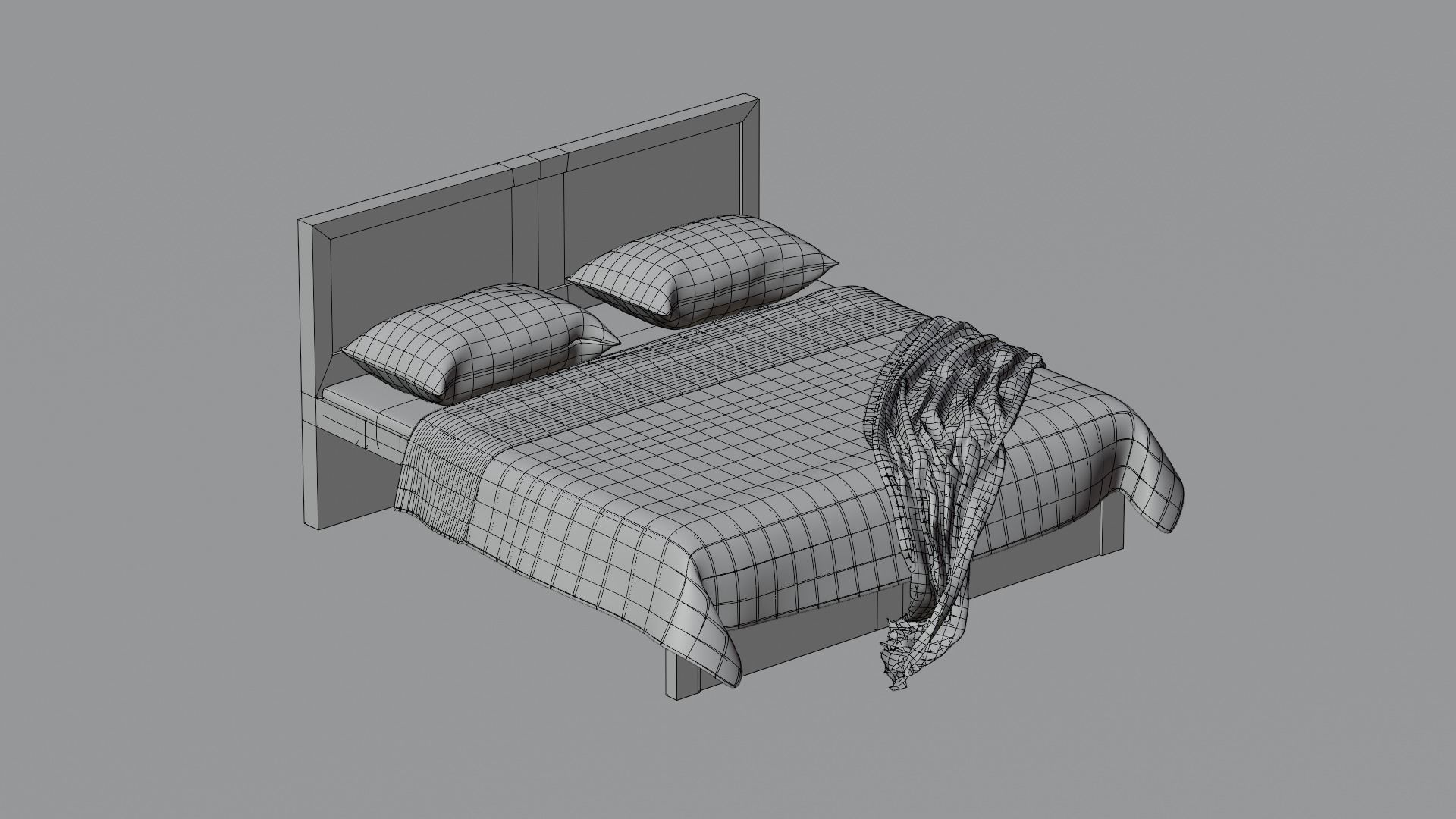 Bed with Blanket  3D model_10
