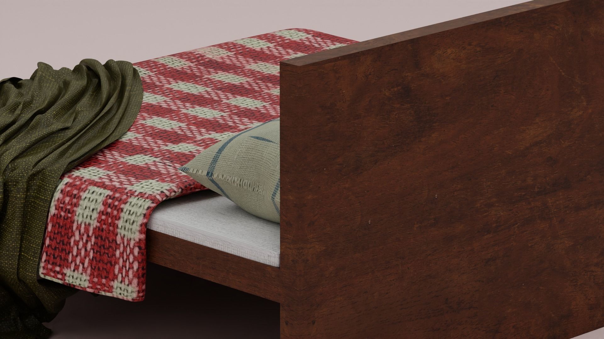 Bed with Blanket  3D model_5