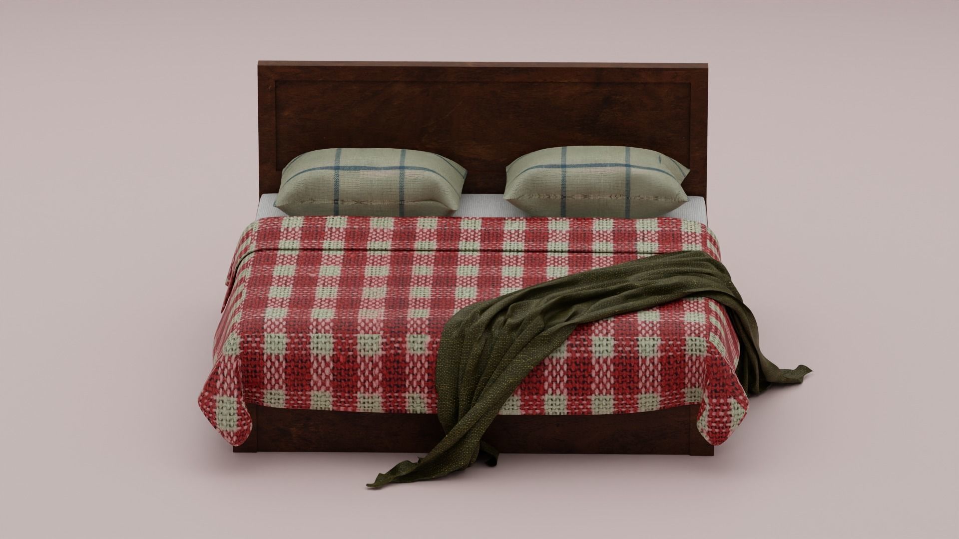 Bed with Blanket  3D model_3
