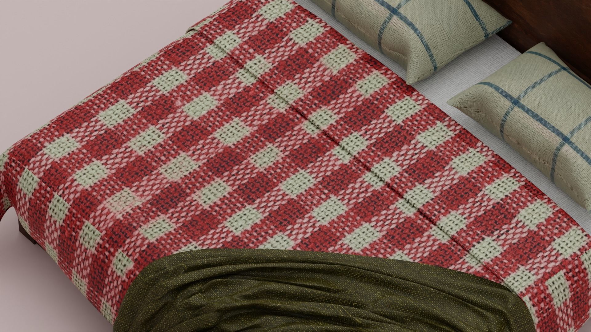 Bed with Blanket  3D model_6