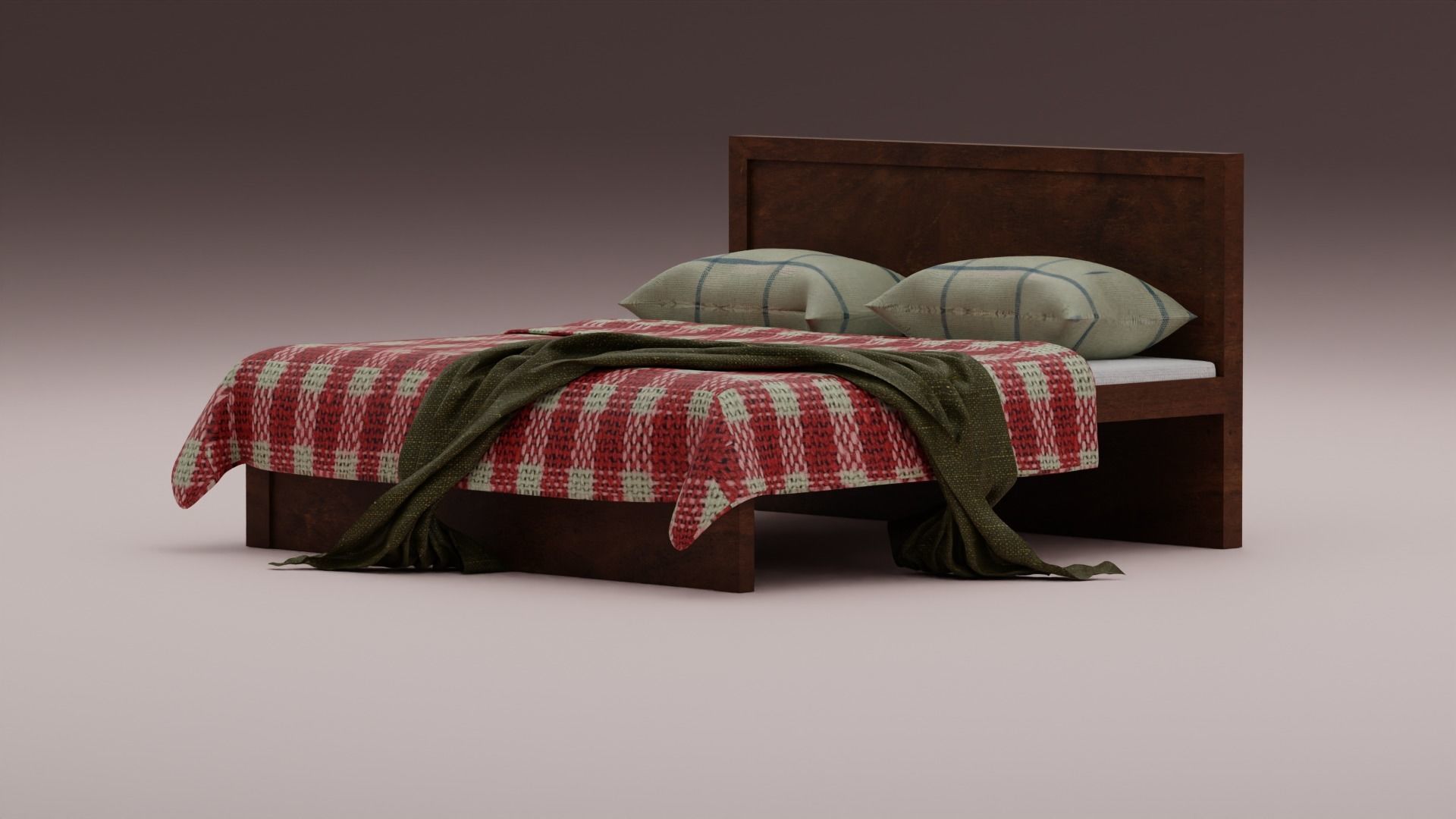 Bed with Blanket  3D model_9