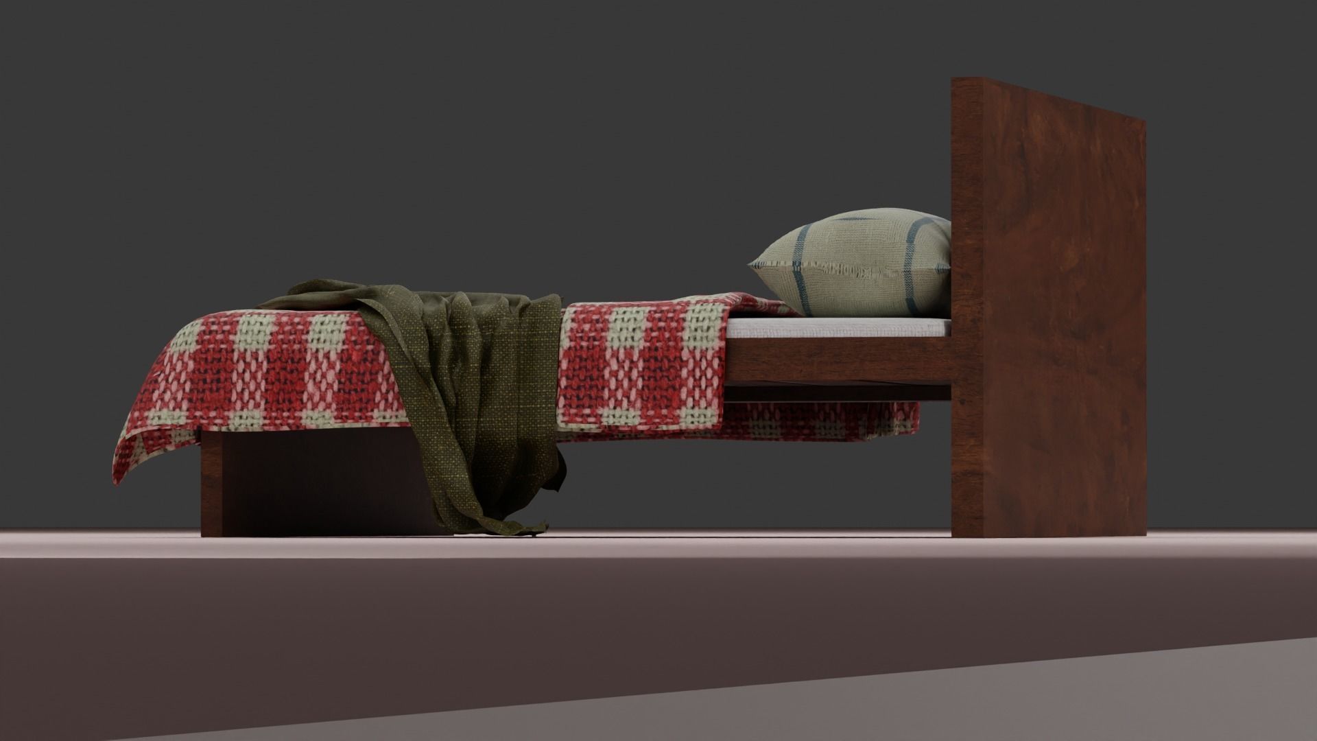 Bed with Blanket  3D model_7
