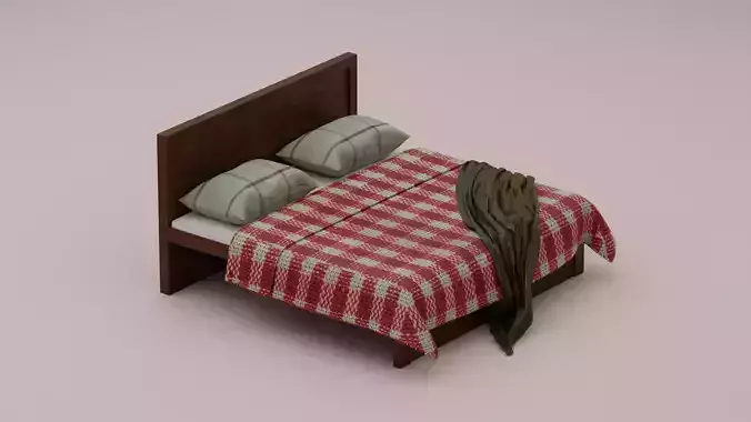 Bed with Blanket  3D model