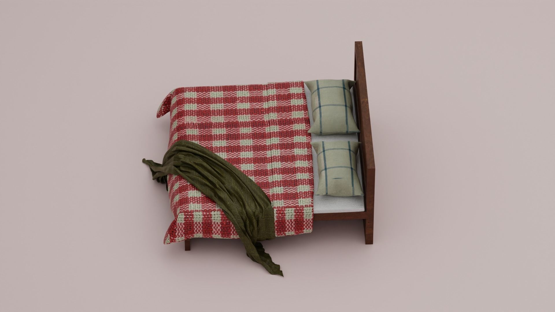 Bed with Blanket  3D model_4