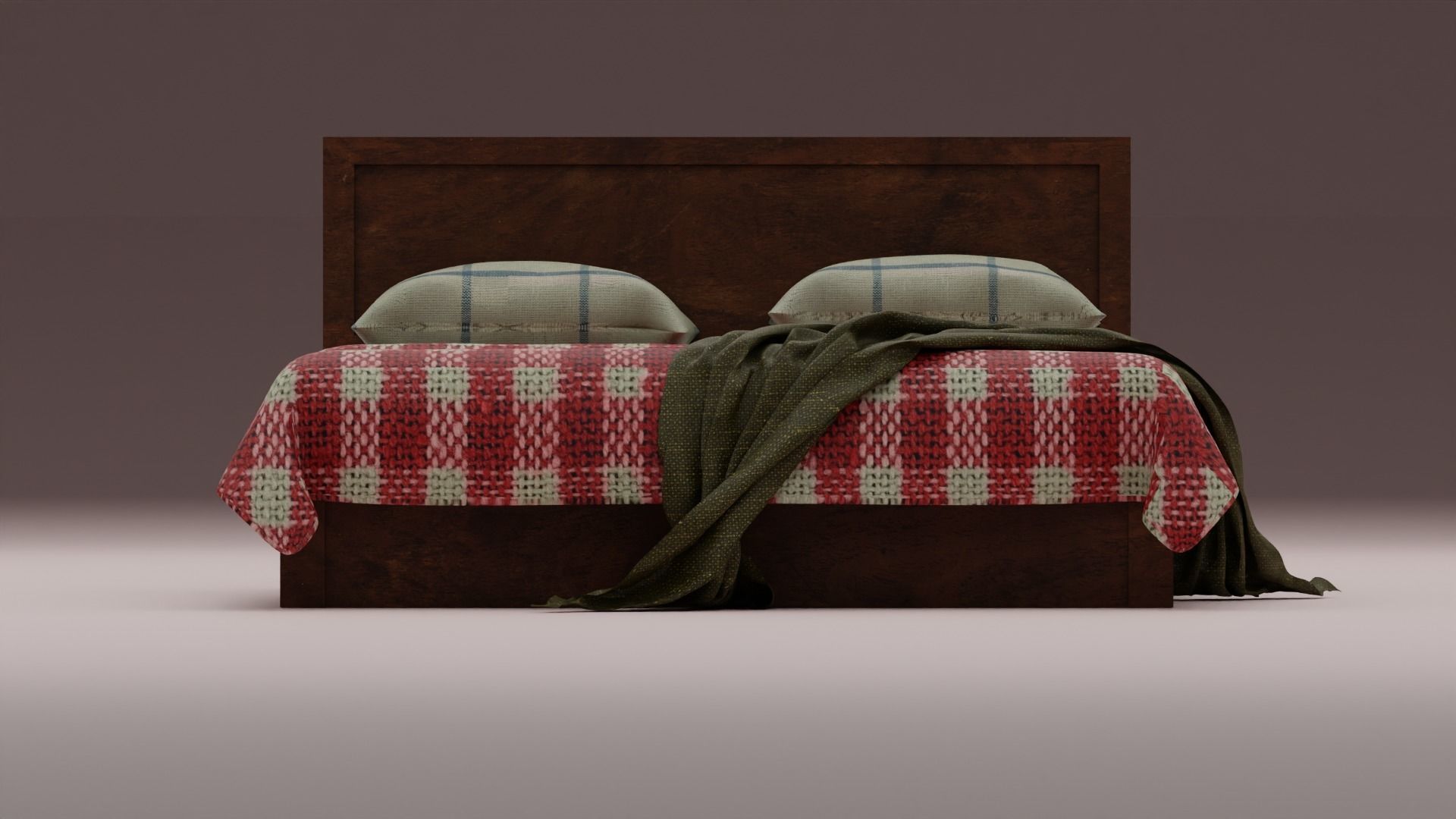 Bed with Blanket  3D model_2