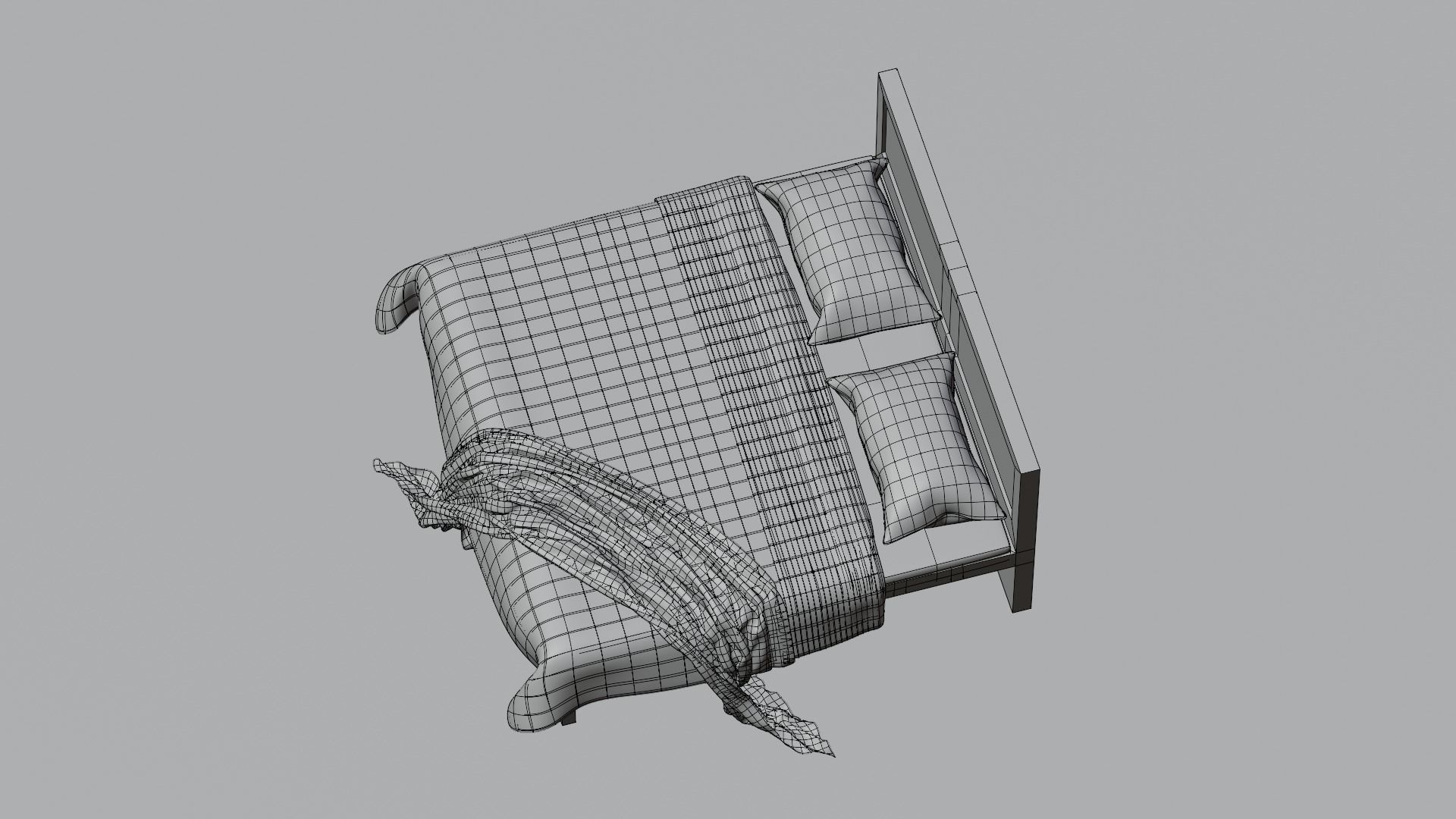 Bed with Blanket  3D model_14