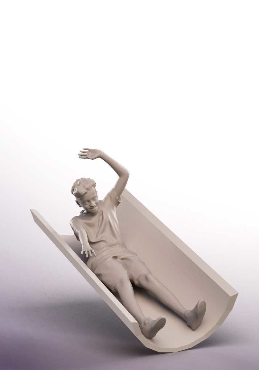 Akesh 14427 - Mediterranean Boy Sliding On The Playground Low-poly 3D model_3