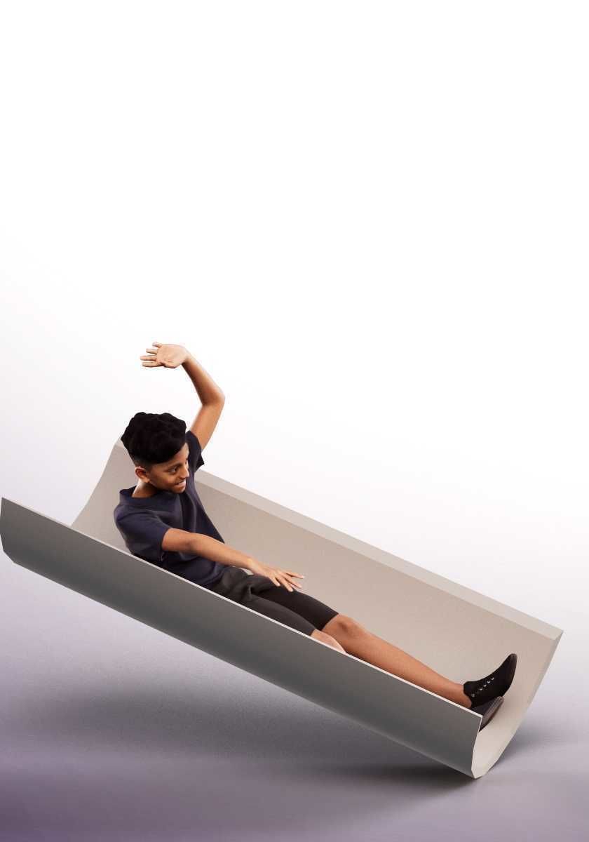 Akesh 14427 - Mediterranean Boy Sliding On The Playground Low-poly 3D model_2