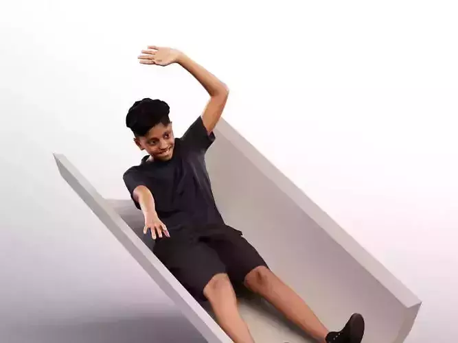 Akesh 14427 - Mediterranean Boy Sliding On The Playground