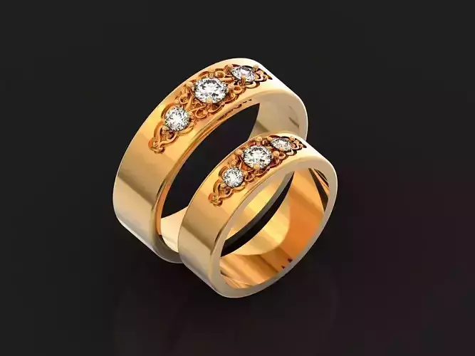 patterned couples wedding bands 961