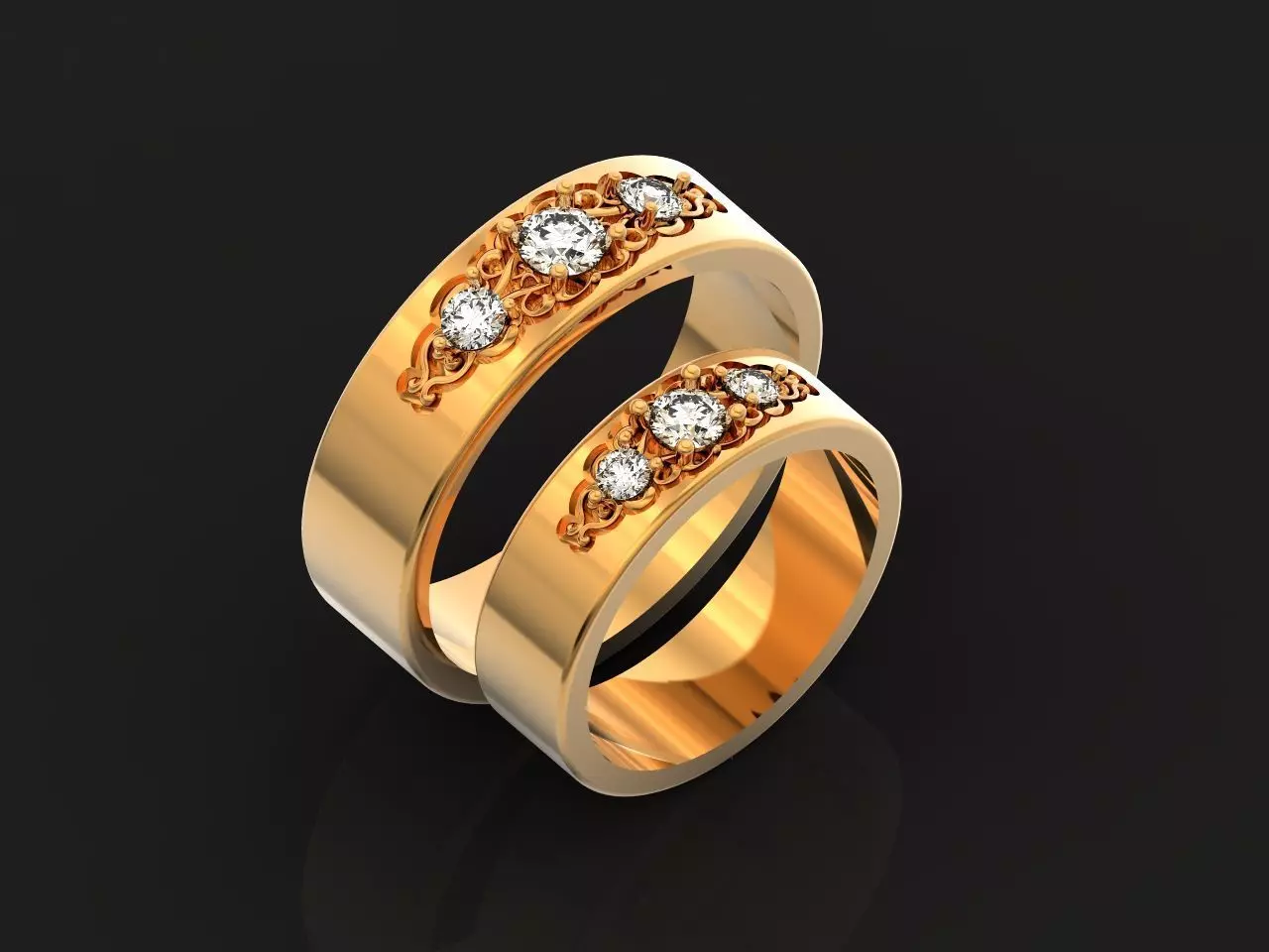 patterned couples wedding bands 961 3D print model
