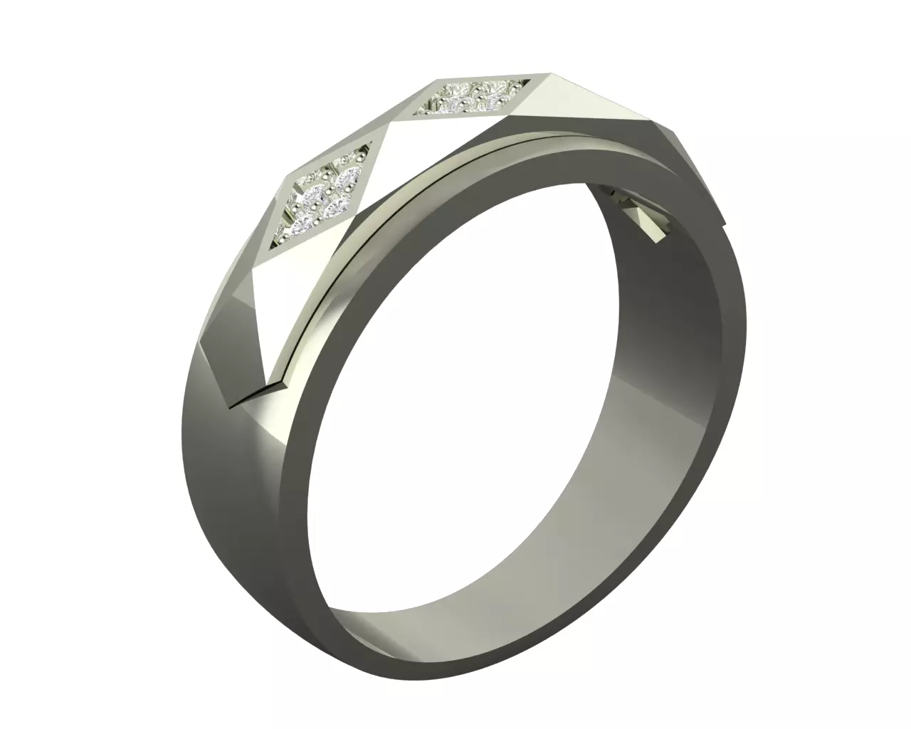 Boucheron faceted Wedding Ring with diamonds 3D print model Free 3D print model