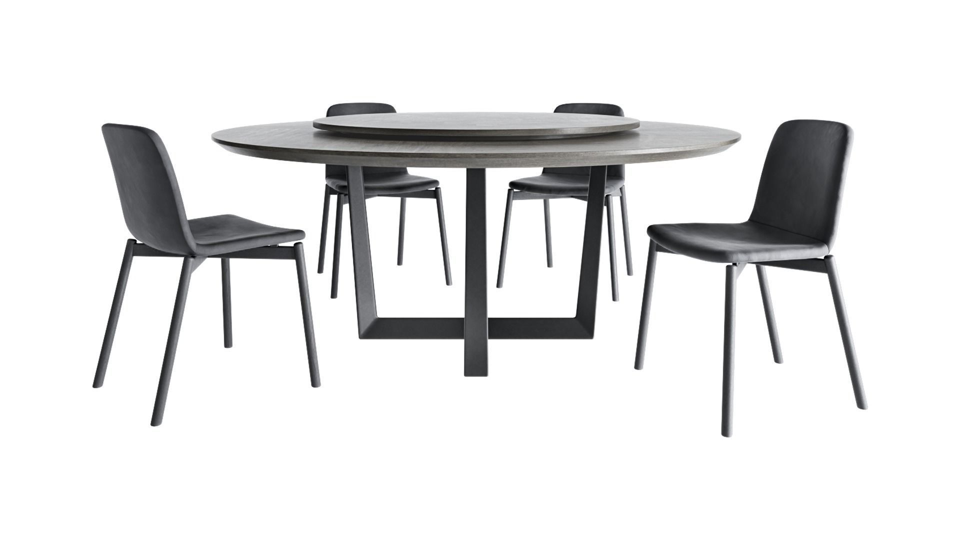 Round table with Lazy Susan and Chair By Sovet Italia Two tone 3D model_2