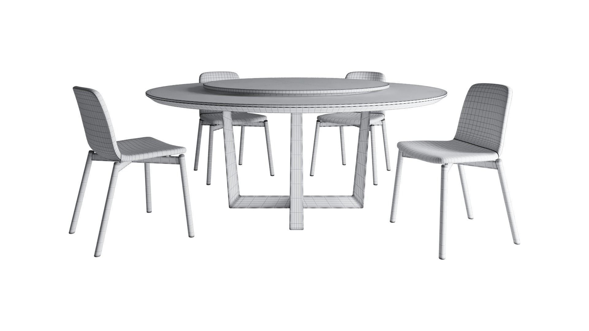 Round table with Lazy Susan and Chair By Sovet Italia Two tone 3D model_6