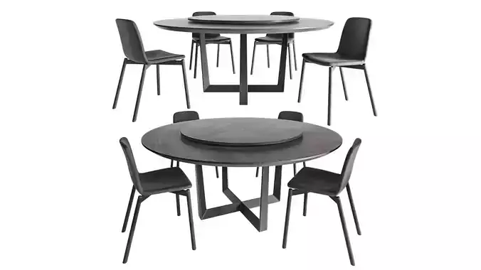 Round table with Lazy Susan and Chair By Sovet Italia Two tone