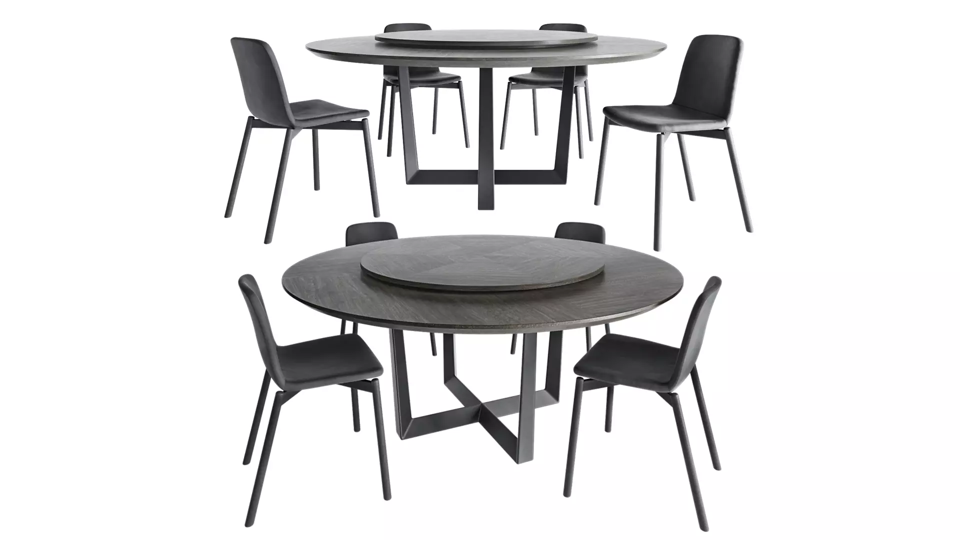 Round table with Lazy Susan and Chair By Sovet Italia Two tone 3D model_0