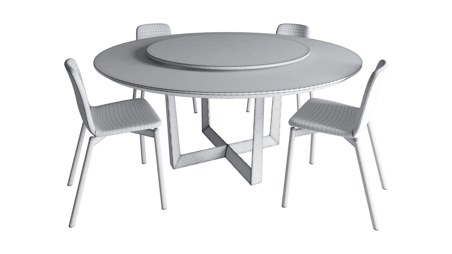 Round table with Lazy Susan and Chair By Sovet Italia Two tone 3D model_5