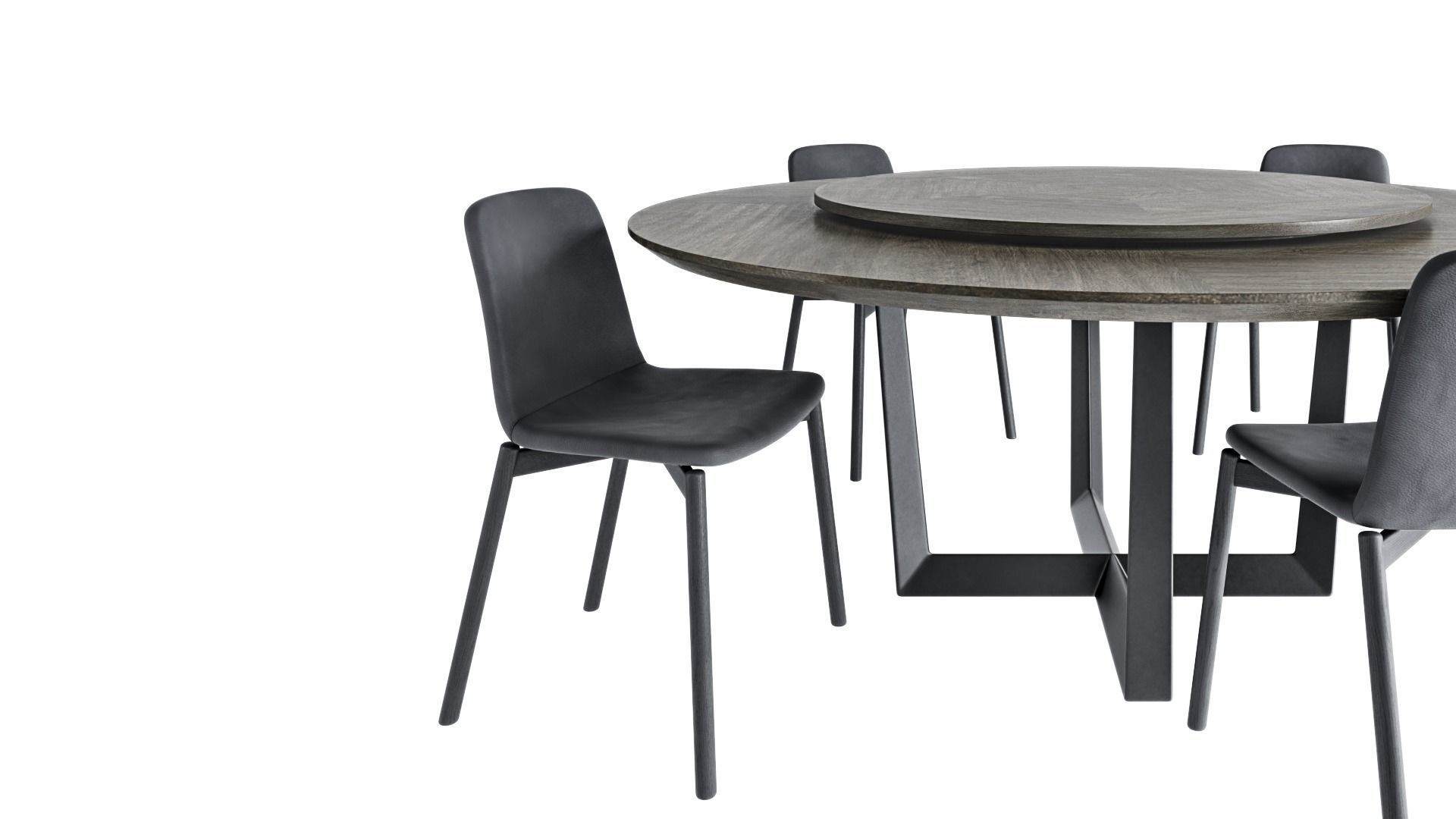 Round table with Lazy Susan and Chair By Sovet Italia Two tone 3D model_3