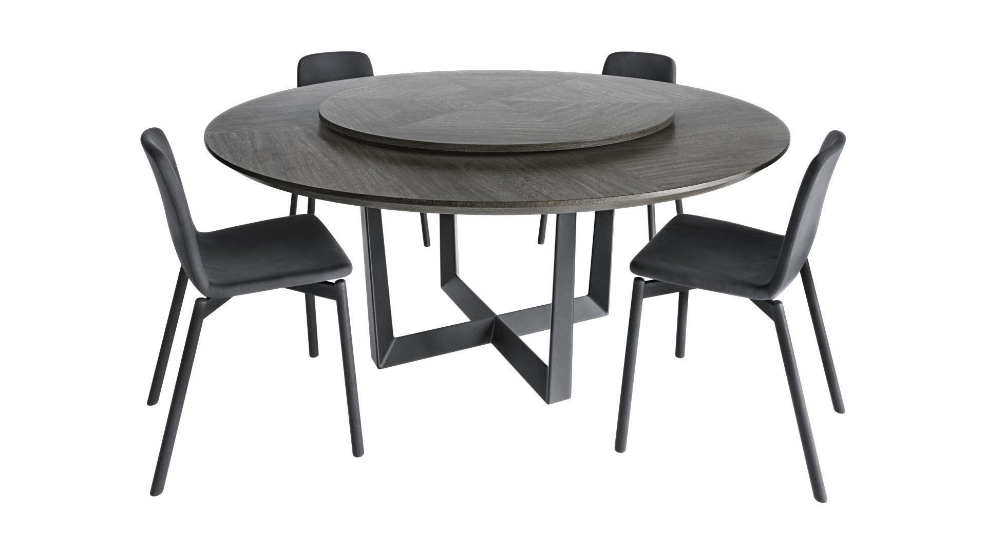 Round table with Lazy Susan and Chair By Sovet Italia Two tone 3D model_1