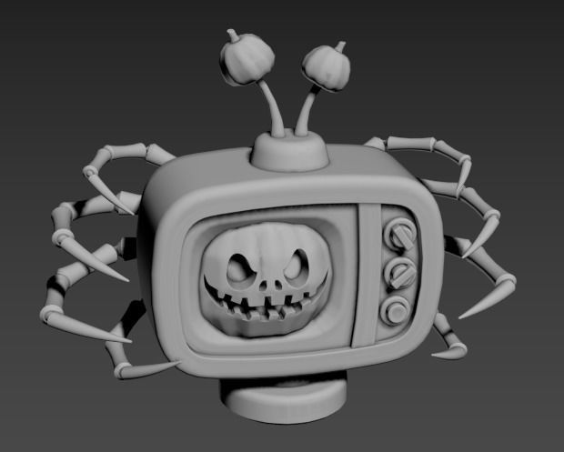 Stylized Pumpkin Spider TV - Halloween prop Low-poly 3D model_14