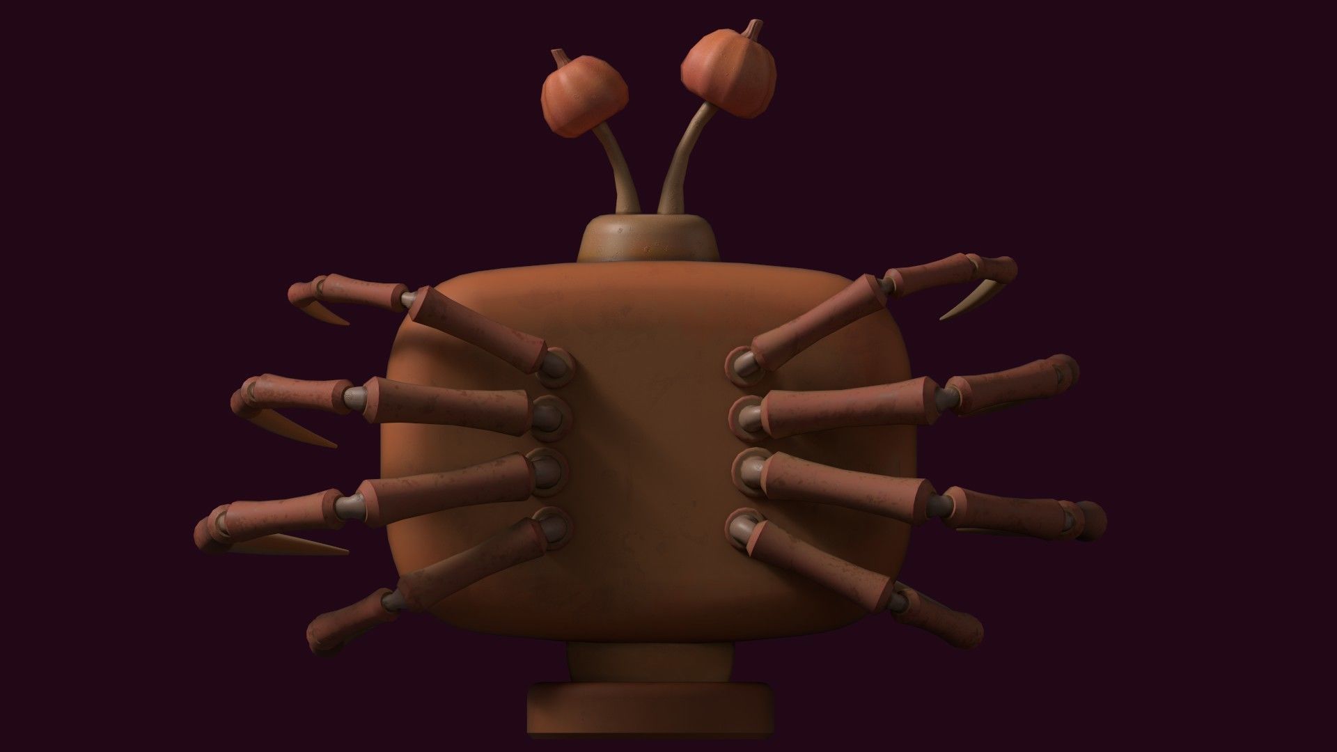 Stylized Pumpkin Spider TV - Halloween prop Low-poly 3D model_10