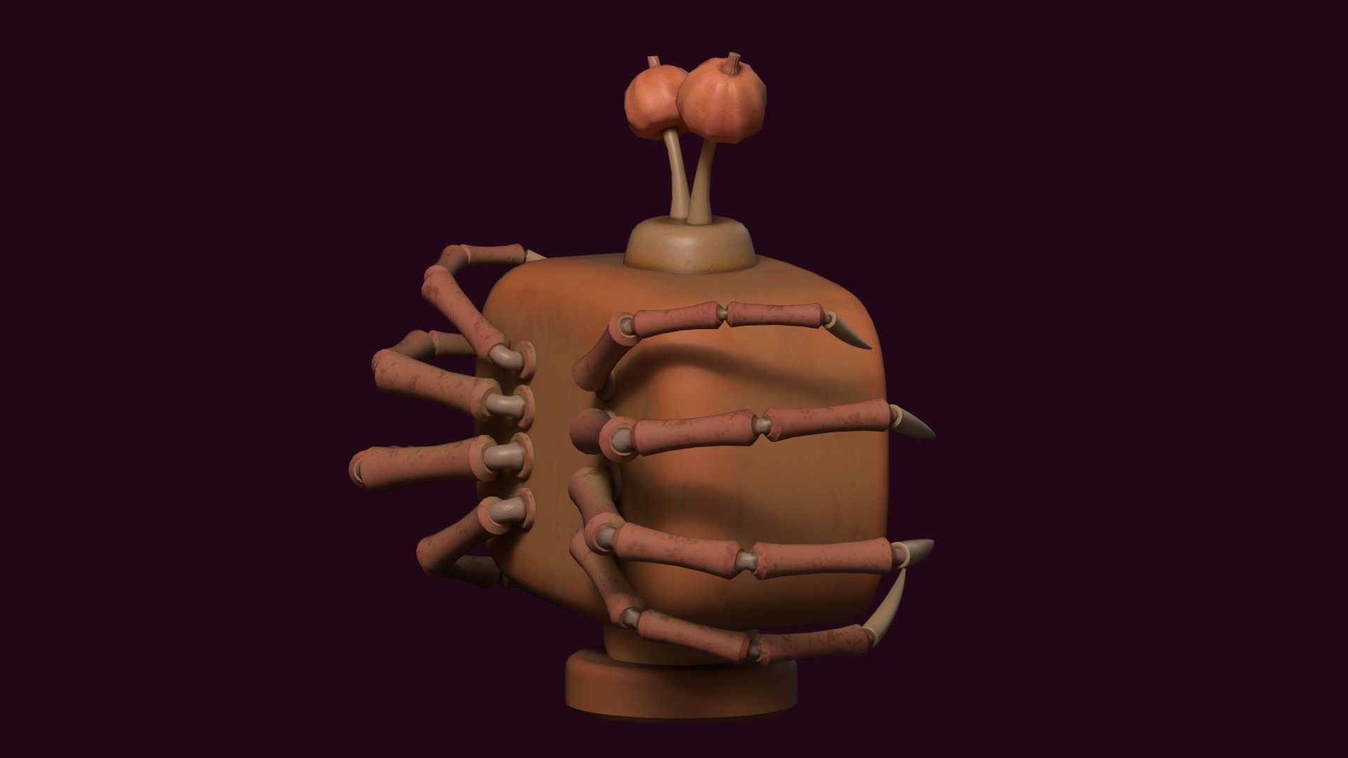 Stylized Pumpkin Spider TV - Halloween prop Low-poly 3D model_12