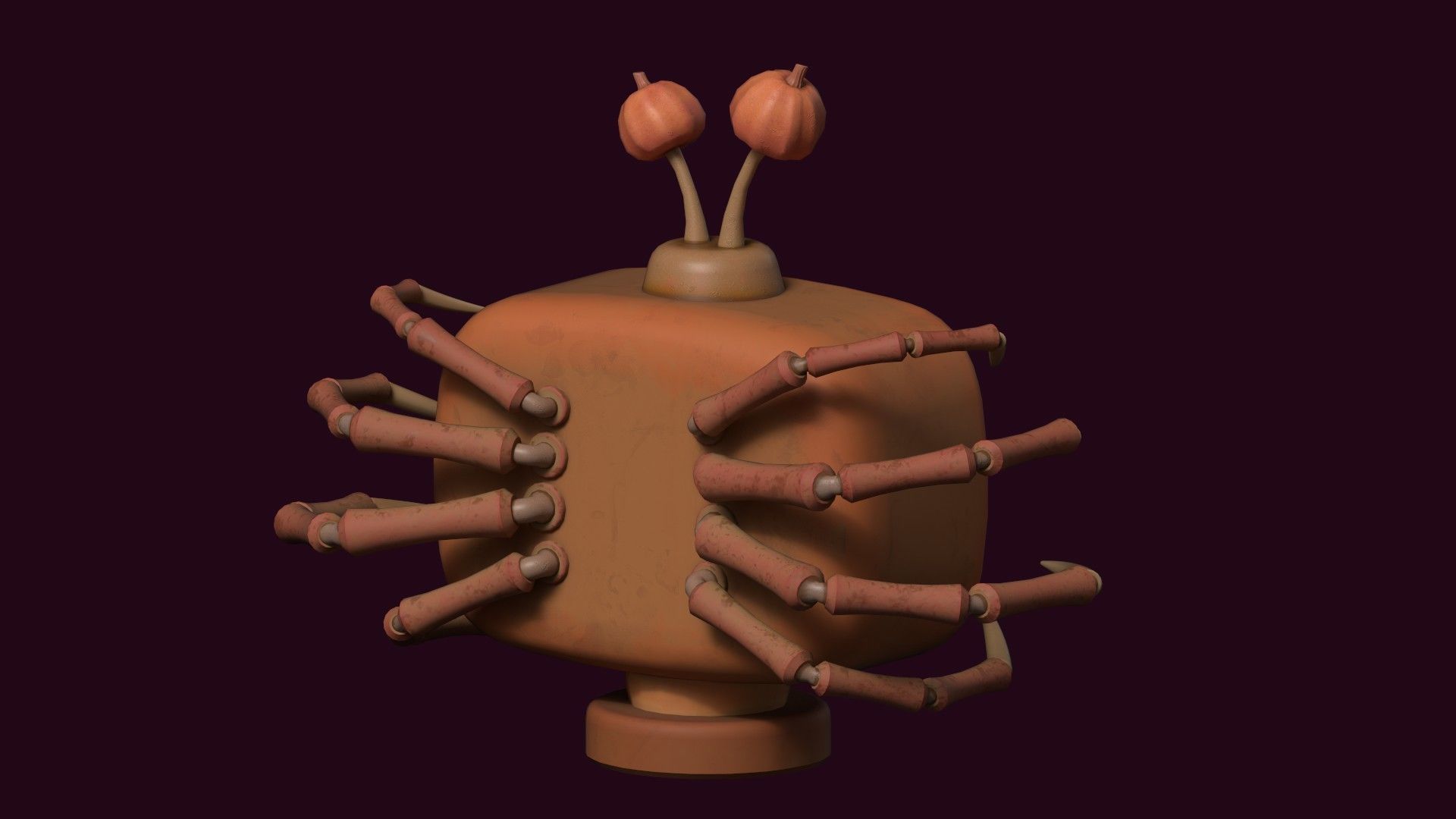 Stylized Pumpkin Spider TV - Halloween prop Low-poly 3D model_11