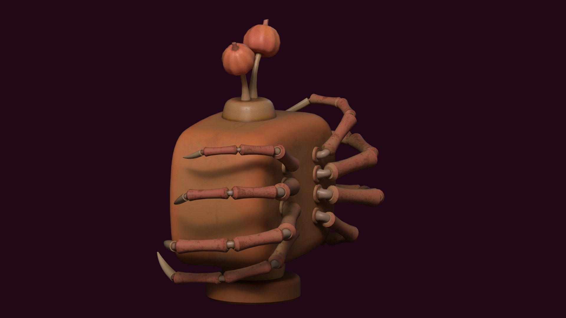 Stylized Pumpkin Spider TV - Halloween prop Low-poly 3D model_9