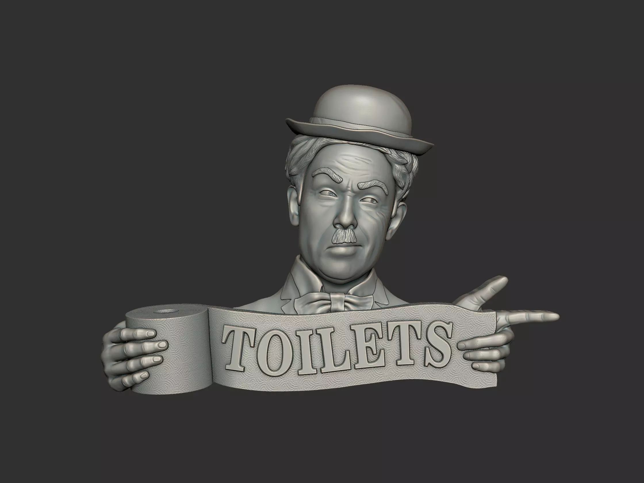 Charlie Chaplin bas relief toilet sign 3D print model_0