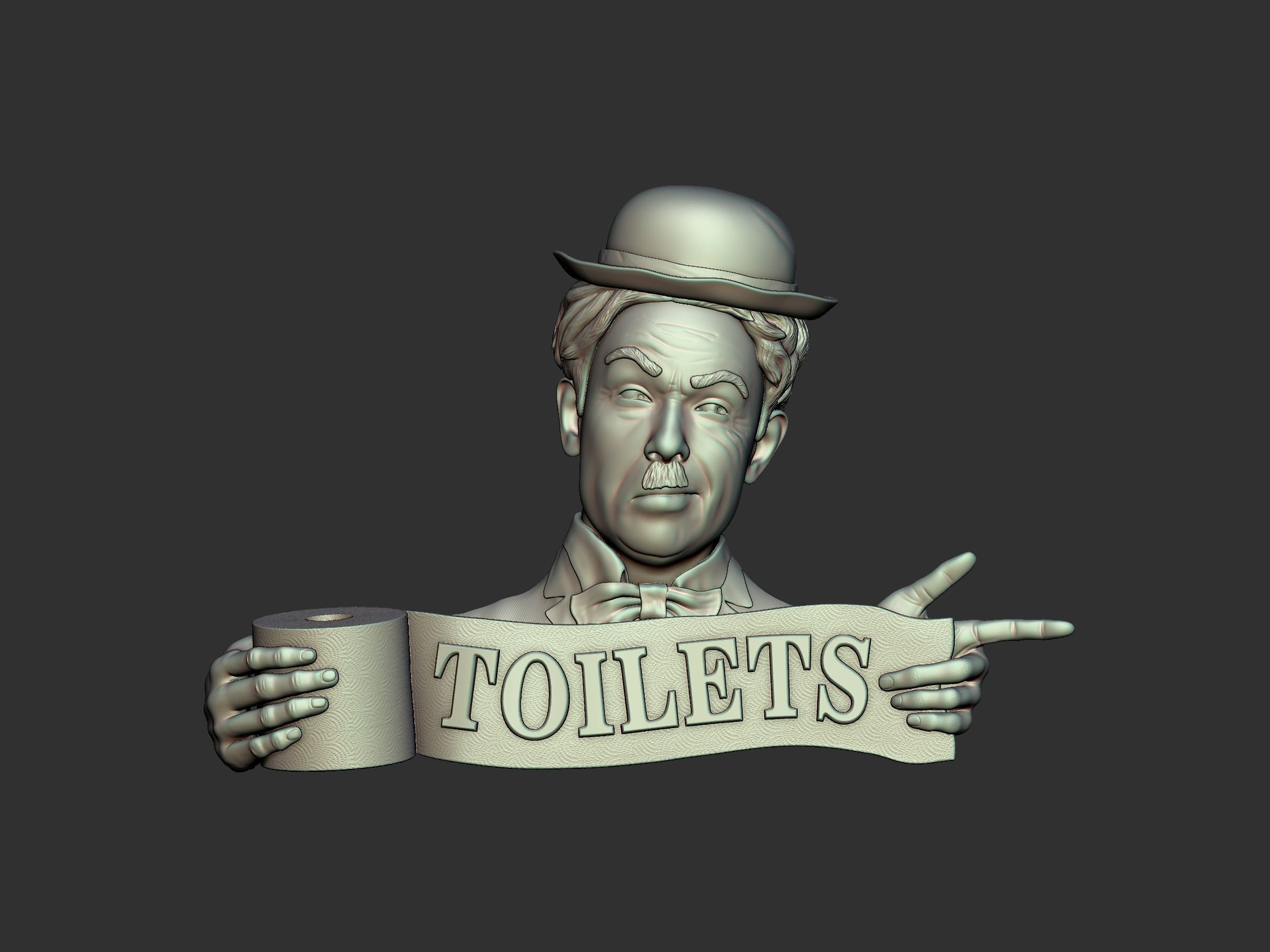 Charlie Chaplin bas relief toilet sign 3D print model_8