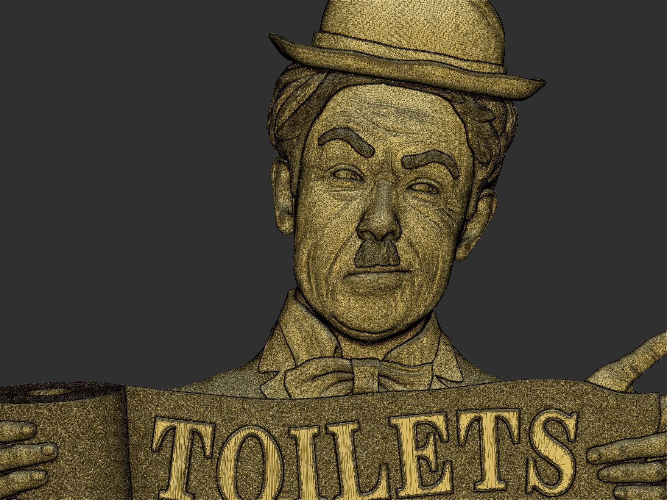 Charlie Chaplin bas relief toilet sign 3D print model_7