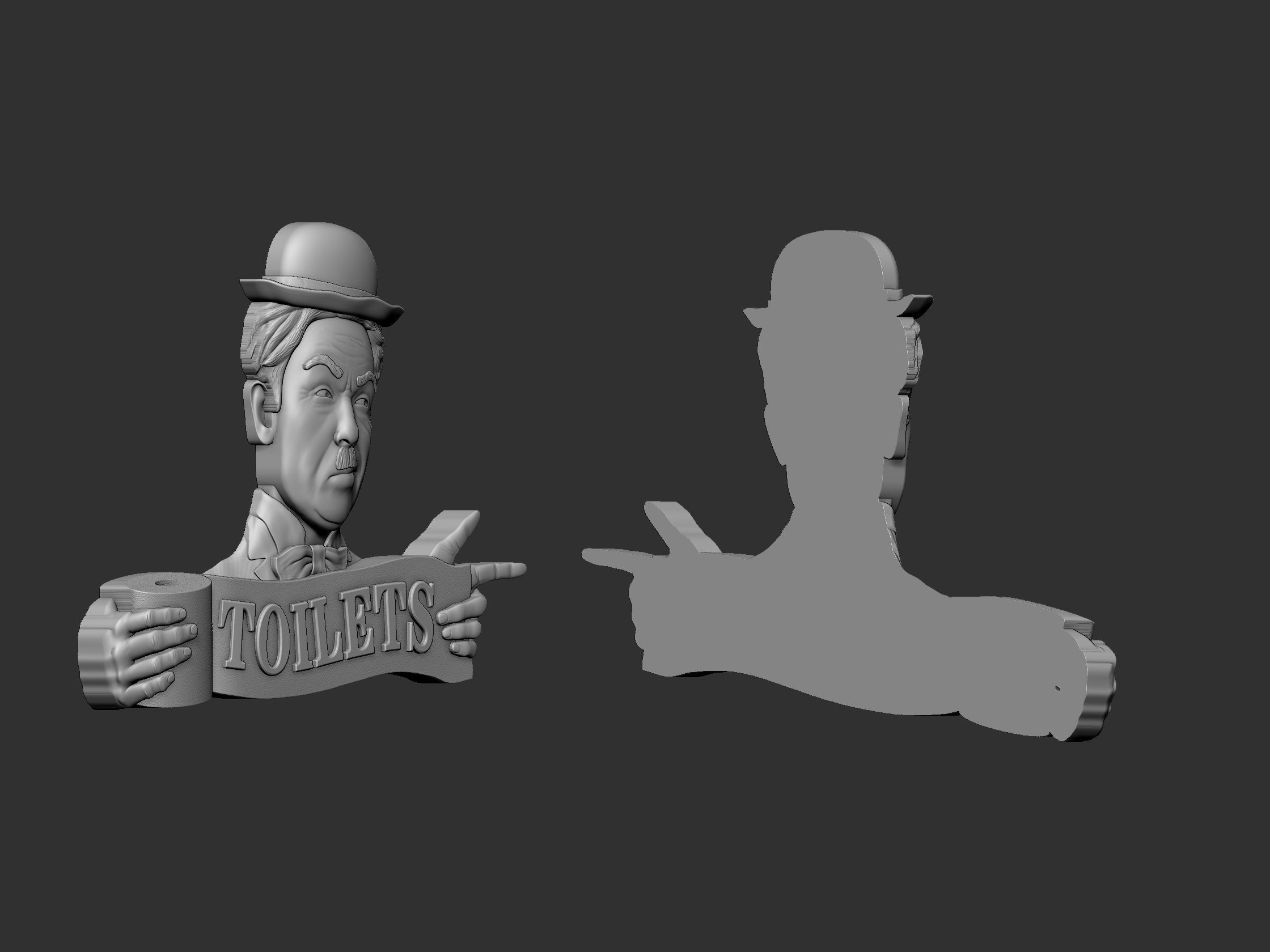 Charlie Chaplin bas relief toilet sign 3D print model_9