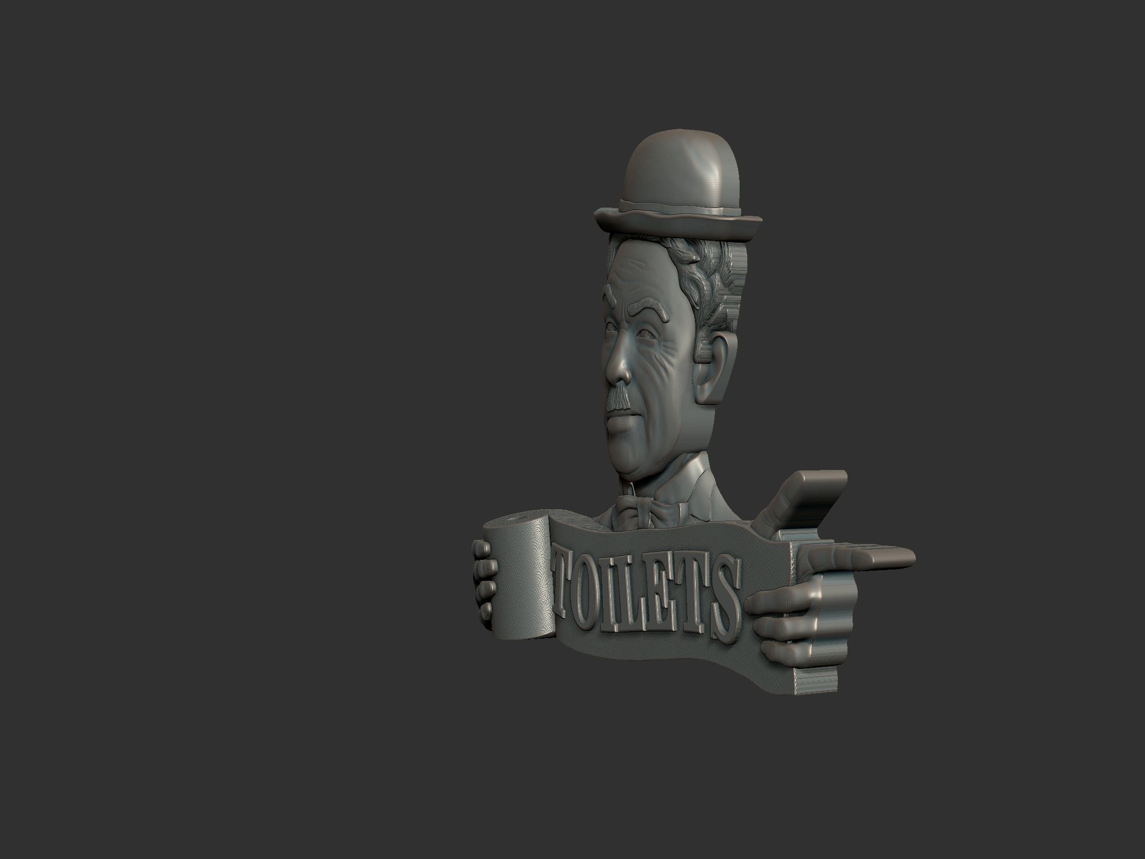 Charlie Chaplin bas relief toilet sign 3D print model_2