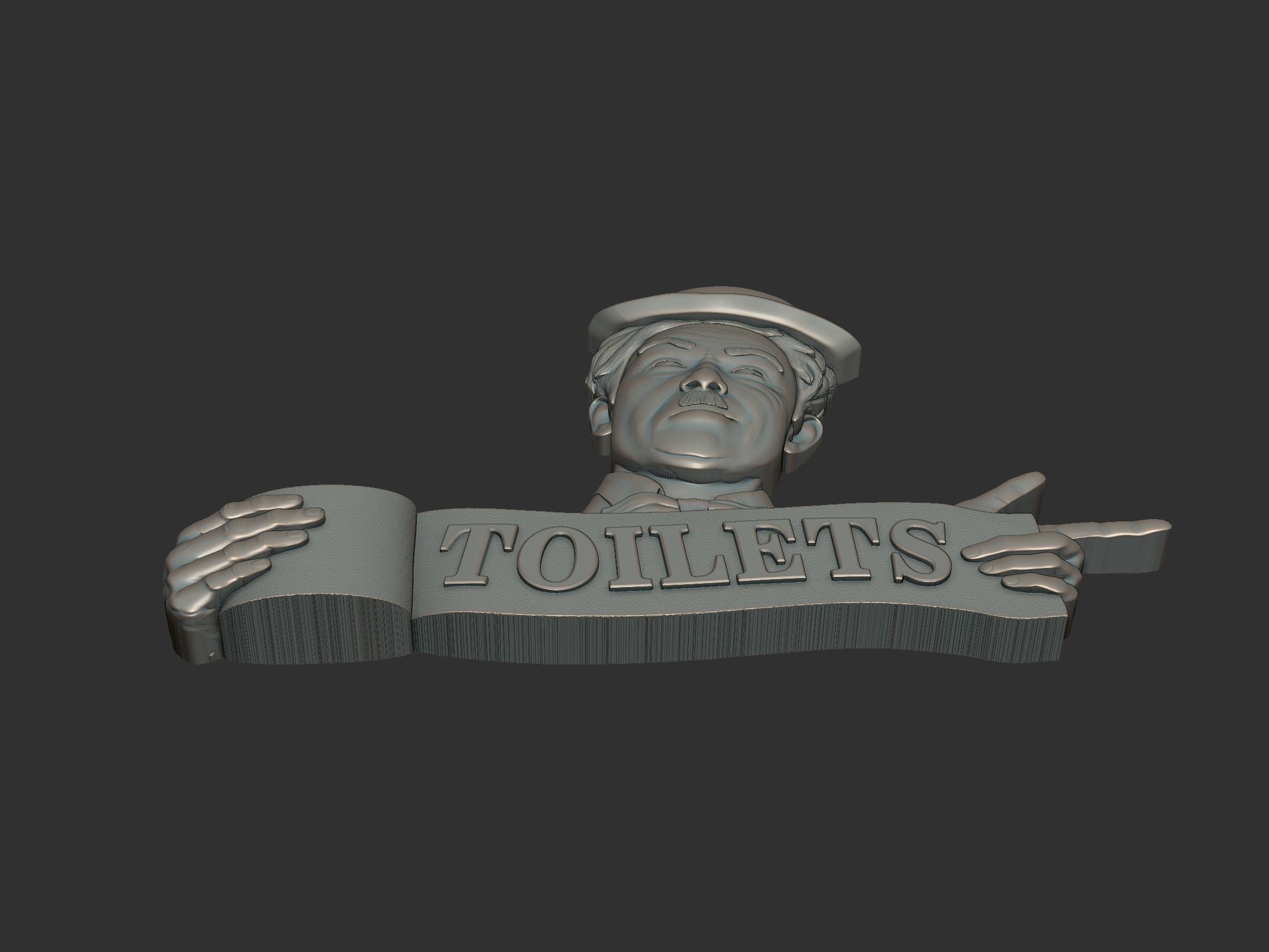 Charlie Chaplin bas relief toilet sign 3D print model_3