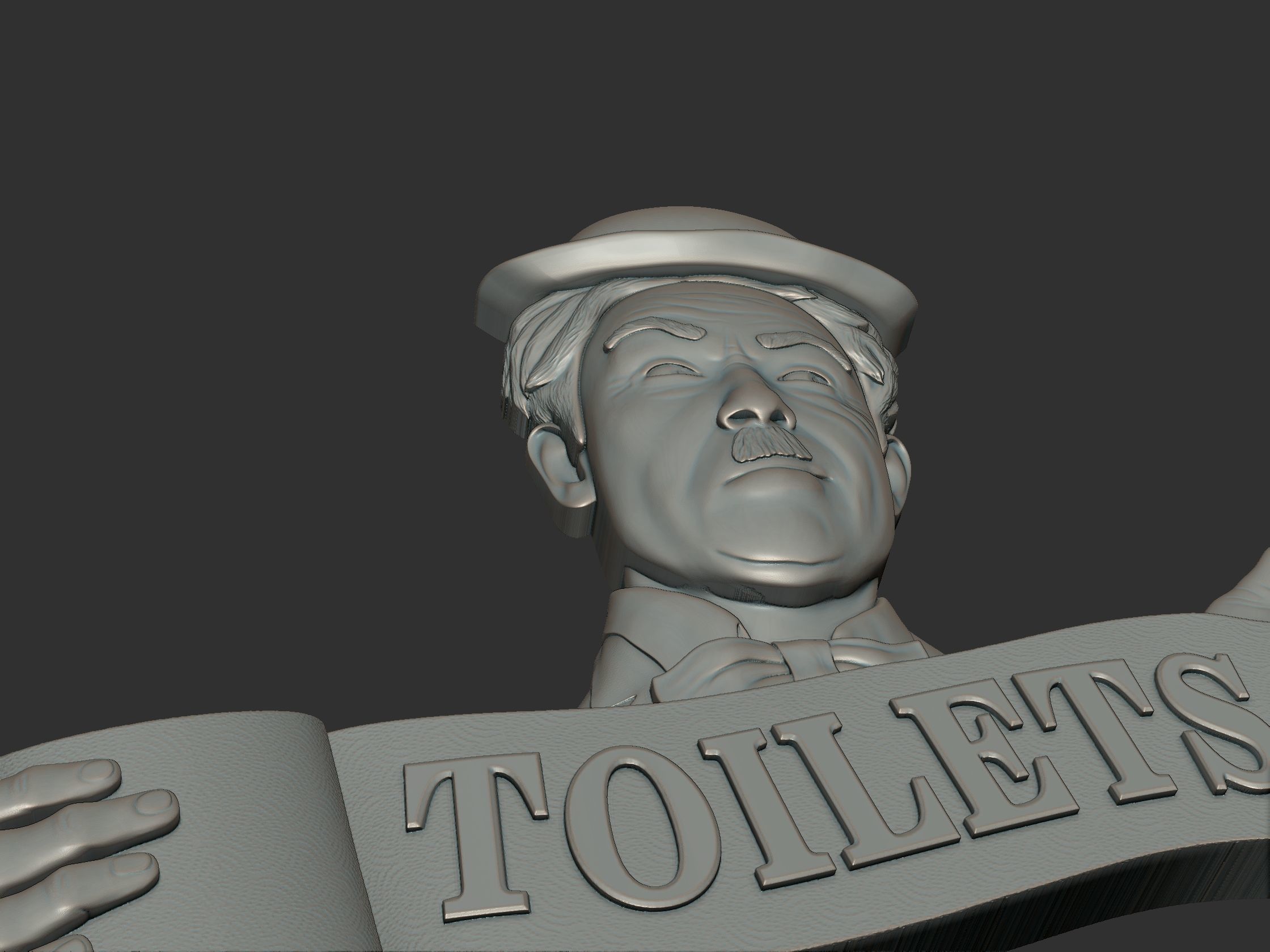 Charlie Chaplin bas relief toilet sign 3D print model_4